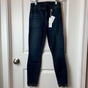 High rise lace ankle skinny jeans